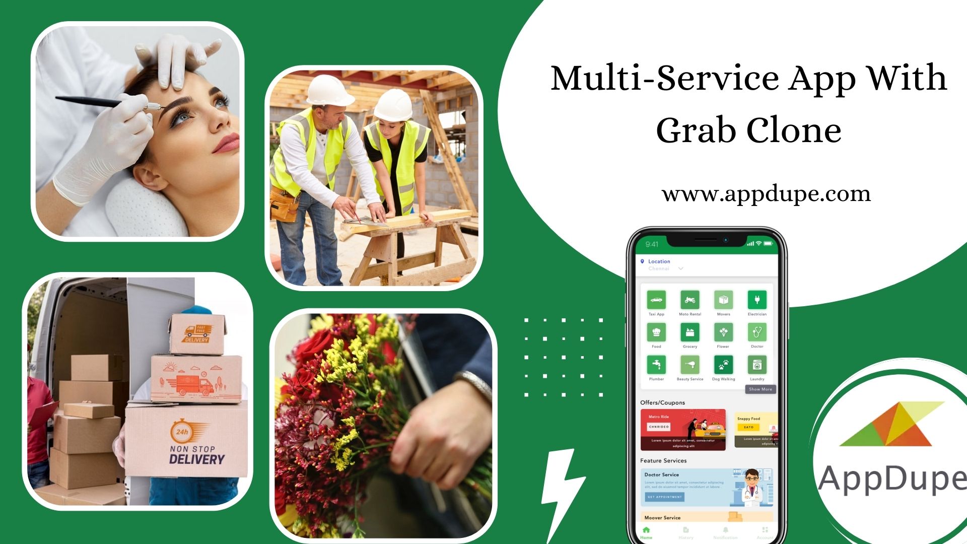 Highlighting features of multi-service Grab clone application